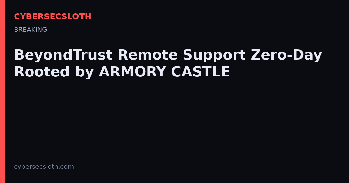 CVE-2026-102764: BeyondTrust Remote Support Zero-Day, ARMORY CASTLE, CISA KEV