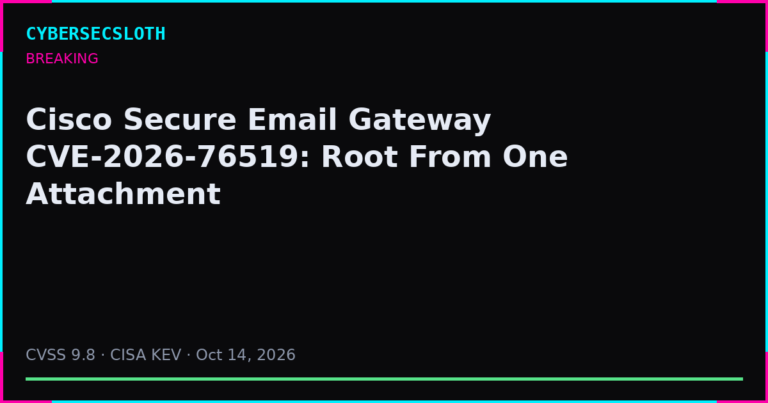 CVE-2026-76519: Cisco Secure Email Gateway Root via AMP Path Traversal