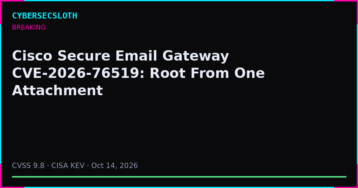 CVE-2026-76519: Cisco Secure Email Gateway Root via AMP Path Traversal