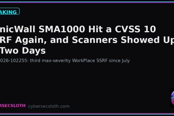 CVE-2026-102255: SonicWall SMA1000 CVSS 10 SSRF Probed After Patch