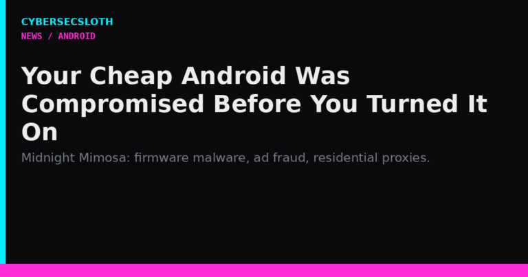 Midnight Mimosa: Preinstalled Android Firmware Malware on Budget Phones