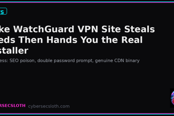 WatchGuard VPN SEO Phishing: Real CDN Installer, Stolen Creds (Huntress)
