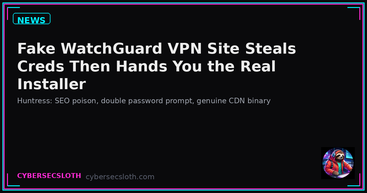 WatchGuard VPN SEO Phishing: Real CDN Installer, Stolen Creds (Huntress)