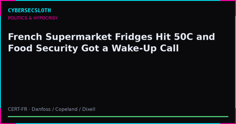 France Supermarket Fridge Cyberattack: CERT-FR Danfoss Copeland Dixell