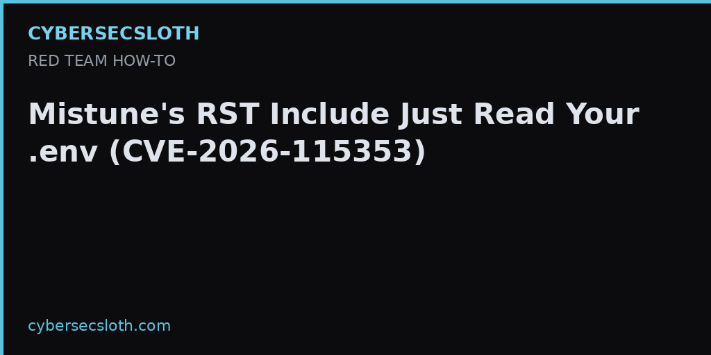 CVE-2026-115353: Mistune Include Path Traversal File Read