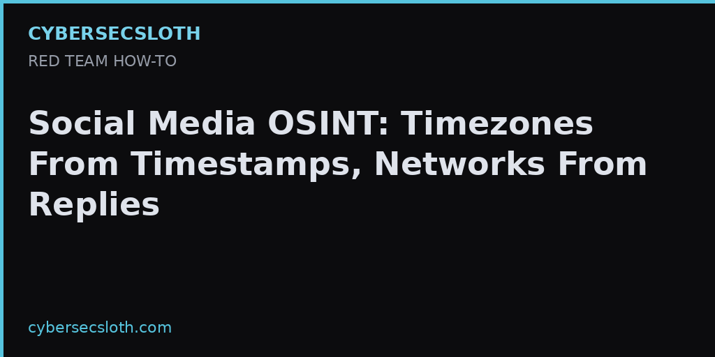 Social Media OSINT: Posting-Pattern Timezone and Network Mapping